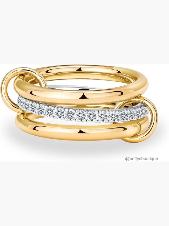 Jewelry - 14K Gold Plated Interlocking Trinity Ring with CZ Stackable